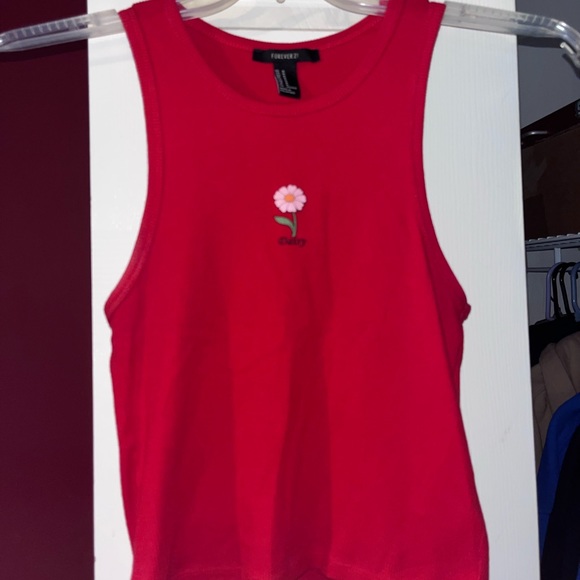 Forever 21 Red Daisy Tank - Picture 1 of 4
